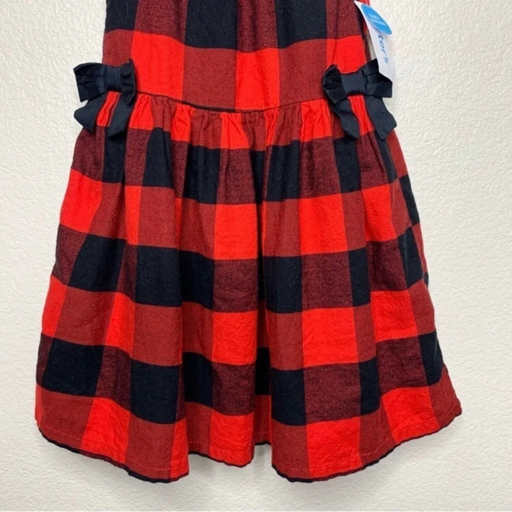 CARTER’S Buffalo Plaid Sleeveless Dress with Bows